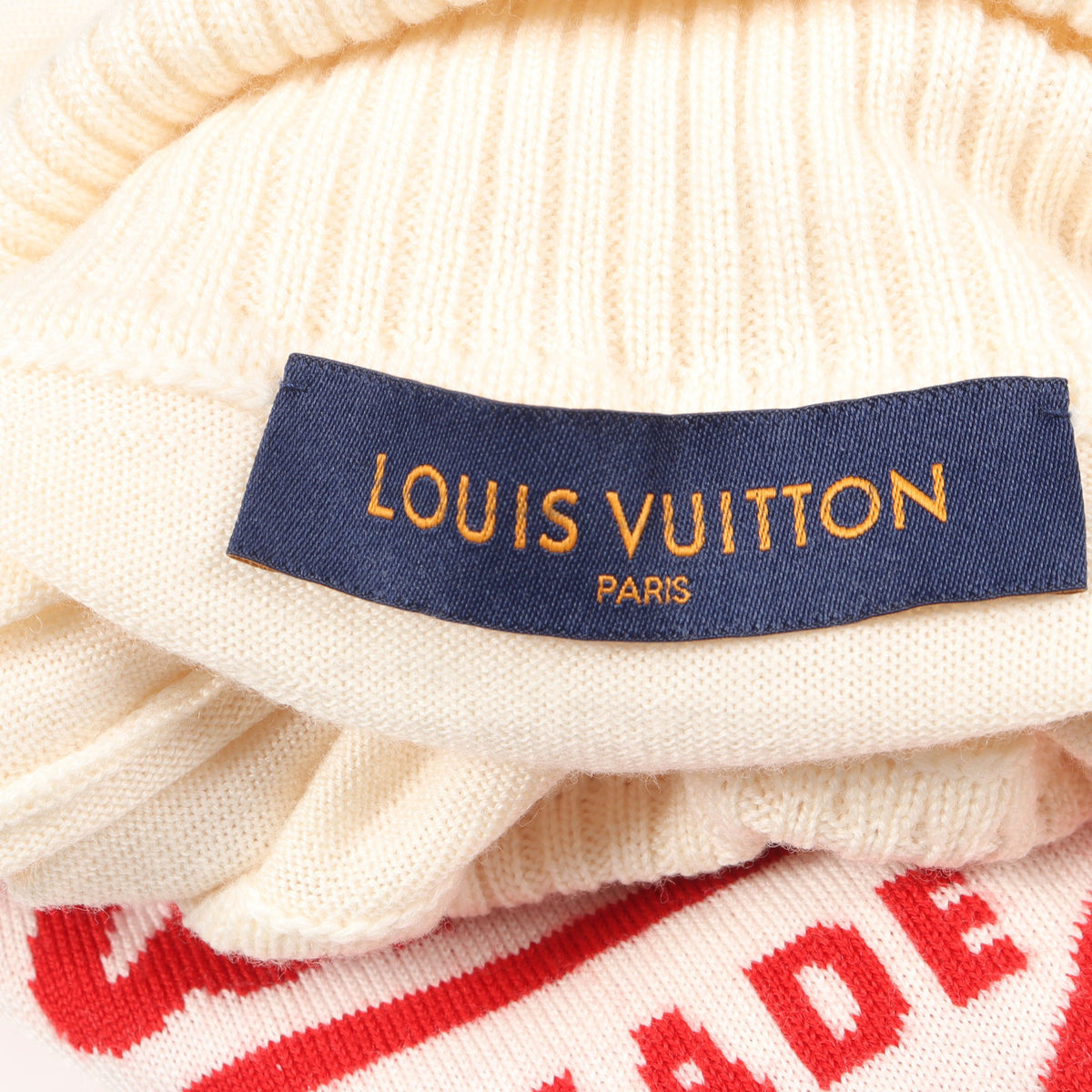 LOUIS VUITTON × NIGO インタルシアハート タートルネック ニット ウール アイボリー レッド ルイヴィトン