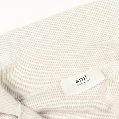 Ami de Coeur 長袖 ニット ポロシャツ コットン ウール オフホワイト アミアレクサンドルマテュッシ トップス AMI Alexandre Mattiussi
