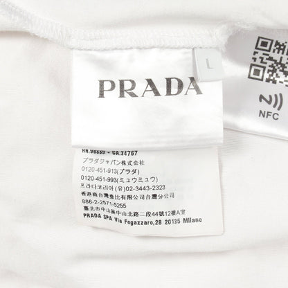 トライアングルロゴ 半袖Tシャツ コットン ホワイト プラダ トップス PRADA