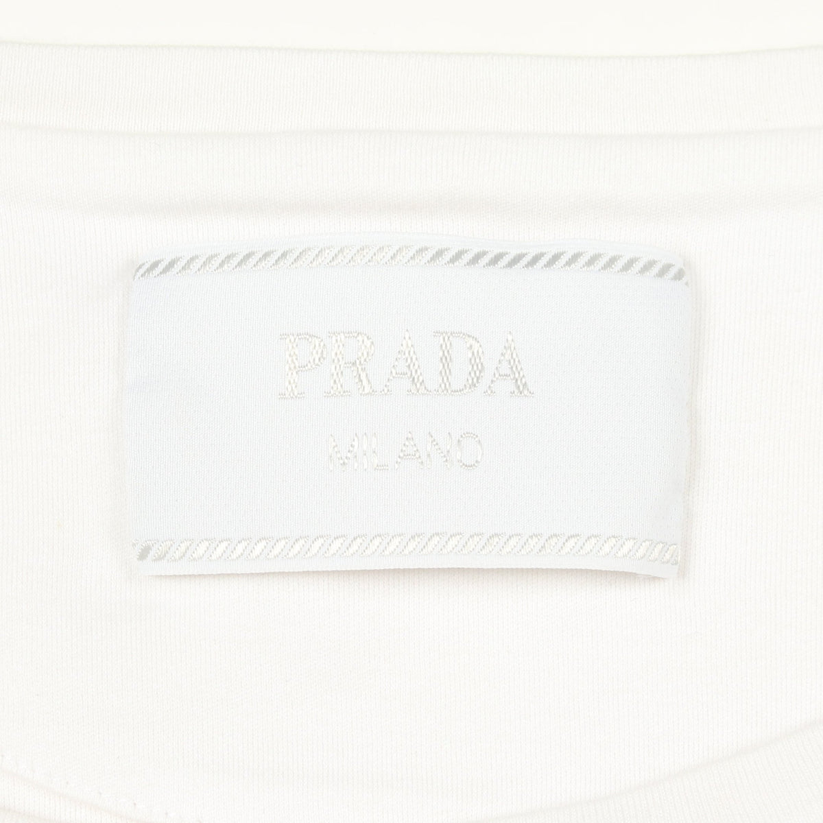 トライアングルロゴ 半袖Tシャツ コットン ホワイト プラダ トップス PRADA
