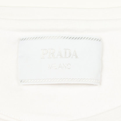トライアングルロゴ 半袖Tシャツ コットン ホワイト プラダ トップス PRADA