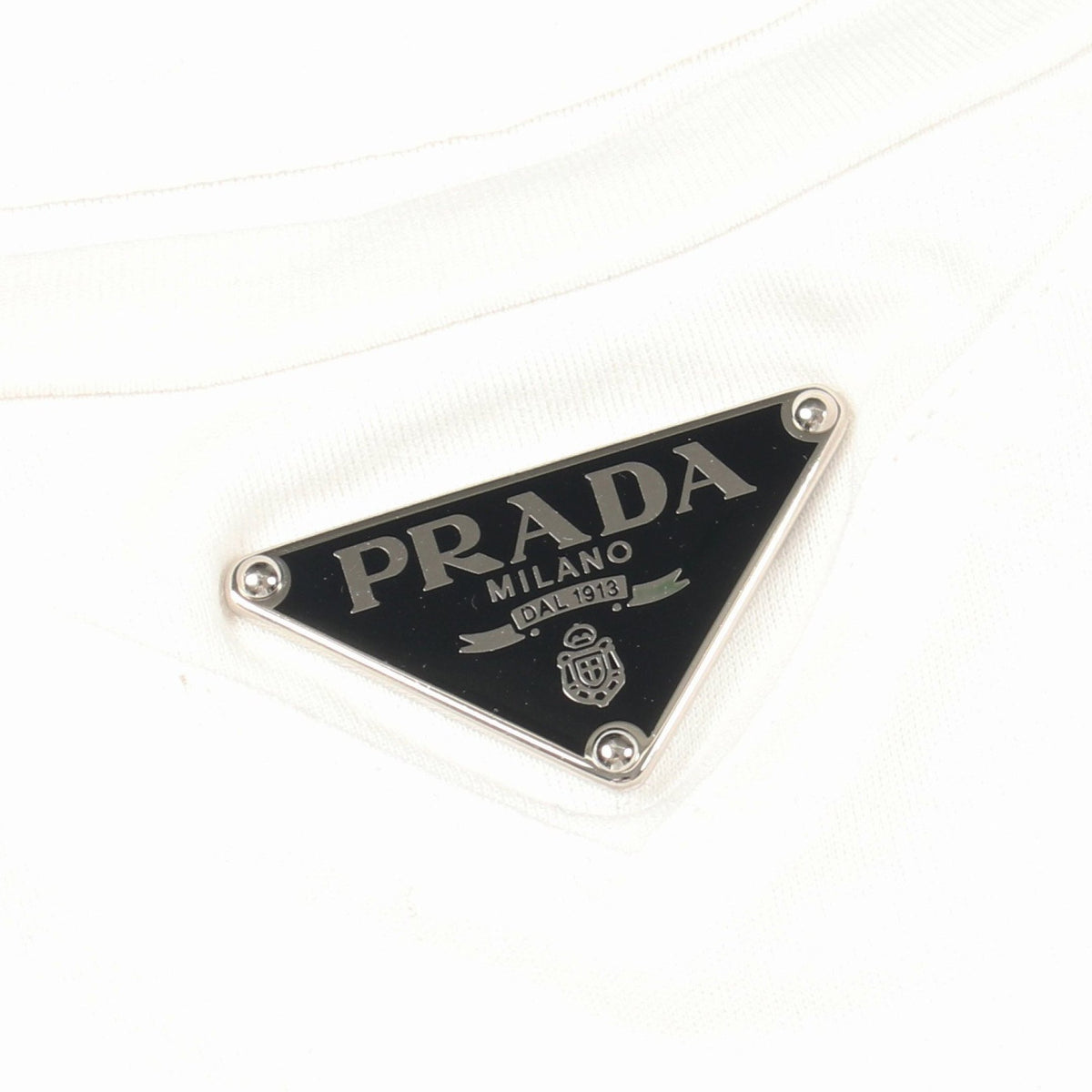 トライアングルロゴ 半袖Tシャツ コットン ホワイト プラダ トップス PRADA