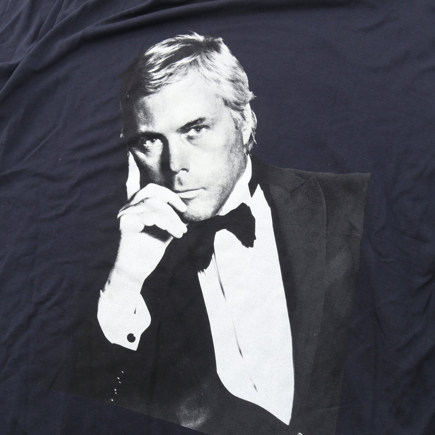 フォトグラフィック プリント 半袖Tシャツ ビスコース ネイビー ジョルジオアルマーニ トップス GIORGIO ARMANI