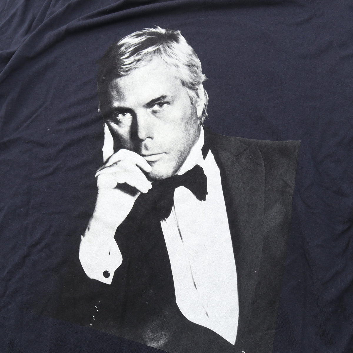 フォトグラフィック プリント 半袖Tシャツ ビスコース ネイビー ジョルジオアルマーニ トップス GIORGIO ARMANI