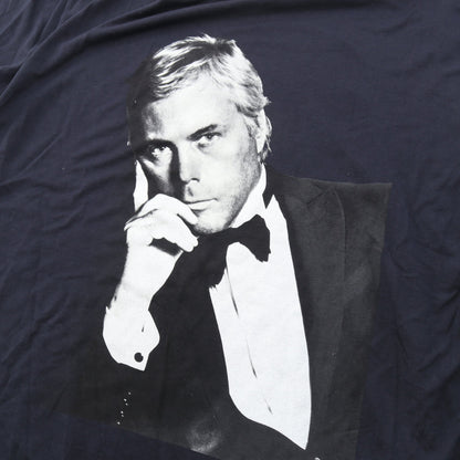 フォトグラフィック プリント 半袖Tシャツ ビスコース ネイビー ジョルジオアルマーニ トップス GIORGIO ARMANI