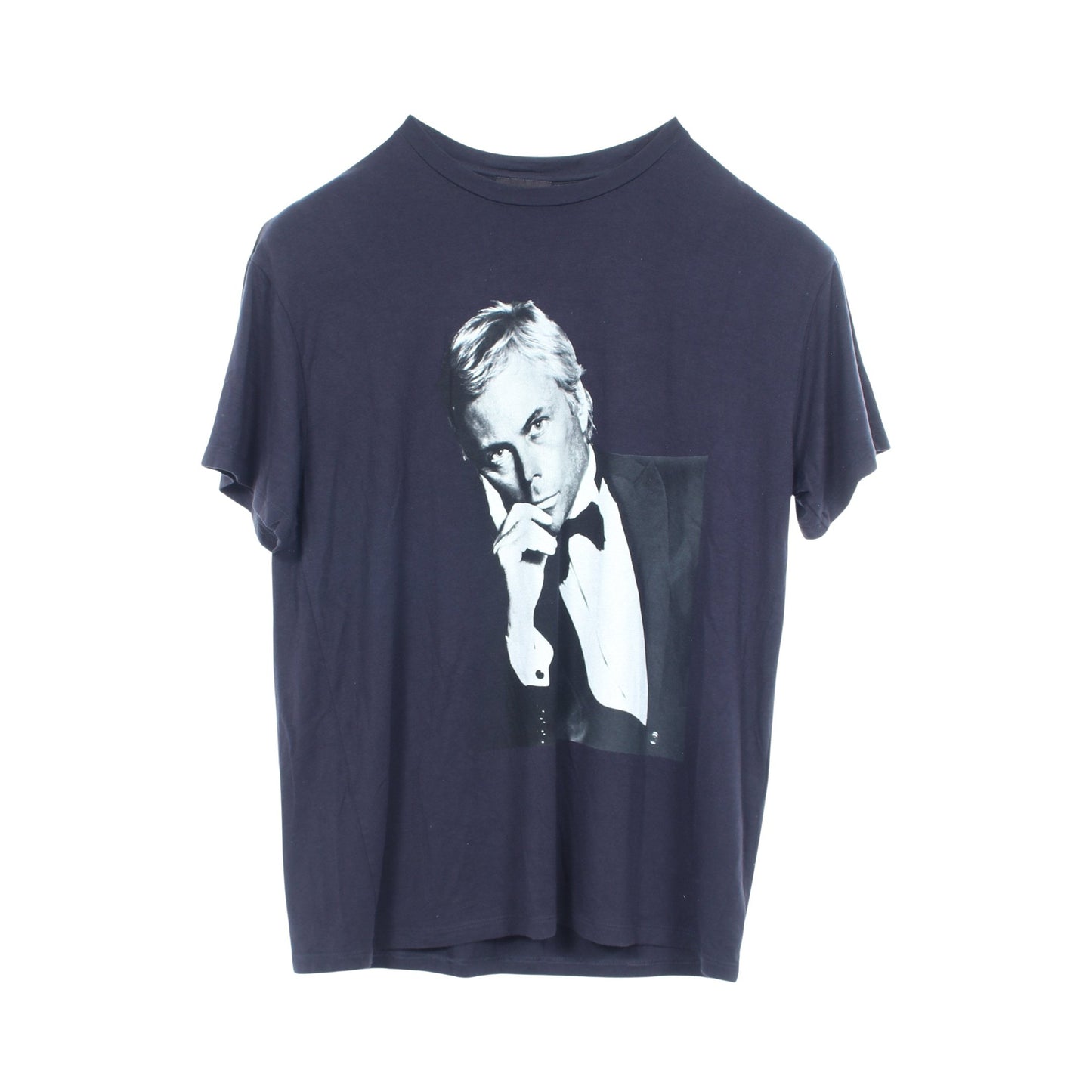 フォトグラフィック プリント 半袖Tシャツ ビスコース ネイビー ジョルジオアルマーニ トップス GIORGIO ARMANI