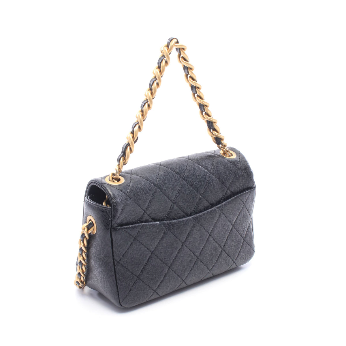 マトラッセ チェーンショルダーバッグ キャビアスキン ブラック ゴールド金具 シャネル バッグ CHANEL