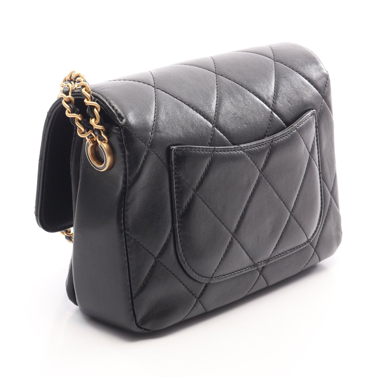 マトラッセ スモールフラップ チェーンショルダーバッグ ラムスキン ブラック ゴールド金具 シャネル バッグ CHANEL