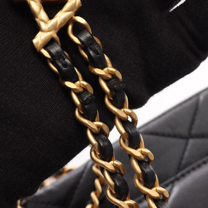 マトラッセ スモールフラップ チェーンショルダーバッグ ラムスキン ブラック ゴールド金具 シャネル バッグ CHANEL