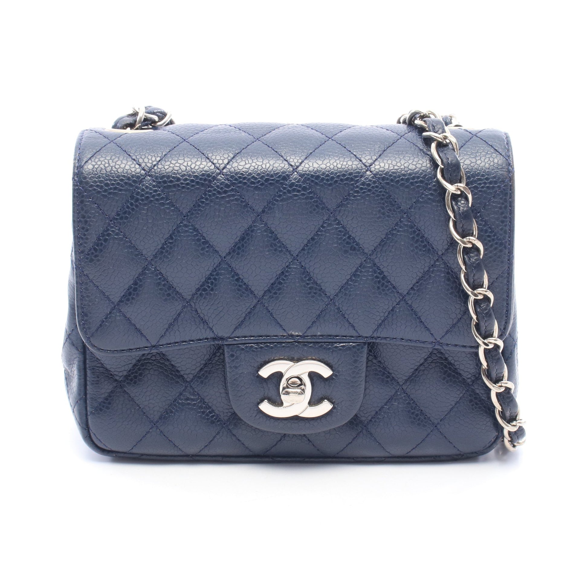 ミニマトラッセ チェーンショルダーバッグ キャビアスキン ネイビー ゴールド金具 シャネル バッグ CHANEL