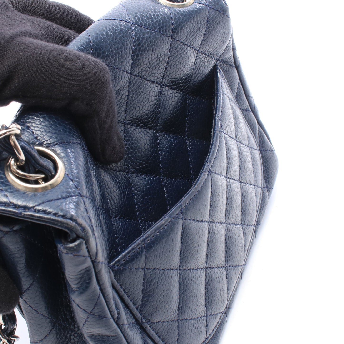 ミニマトラッセ チェーンショルダーバッグ キャビアスキン ネイビー ゴールド金具 シャネル バッグ CHANEL