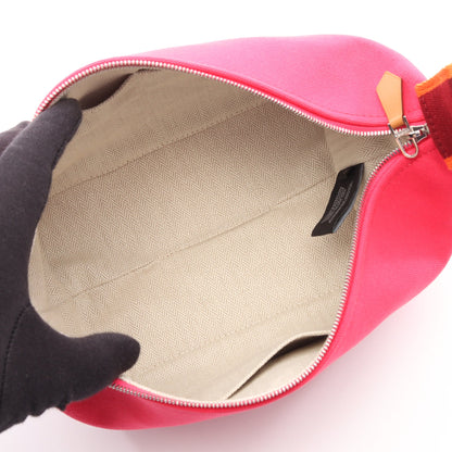 ブリッドアブラックPM ハイビスカス ハンドバッグ キャンバス ピンク ボルドー オレンジ シルバー金具 エルメス