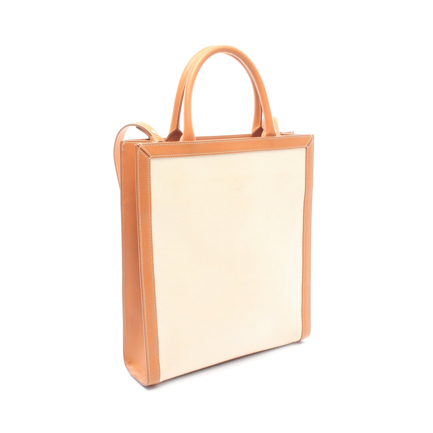 スモール バーティカル カバ 2WAY ハンドバッグ トートバッグ キャンバス レザー アイボリー ブラウン セリーヌ バッグ CELINE