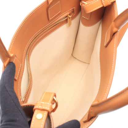 スモール バーティカル カバ 2WAY ハンドバッグ トートバッグ キャンバス レザー アイボリー ブラウン セリーヌ バッグ CELINE