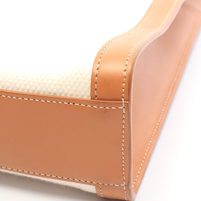 スモール バーティカル カバ 2WAY ハンドバッグ トートバッグ キャンバス レザー アイボリー ブラウン セリーヌ バッグ CELINE