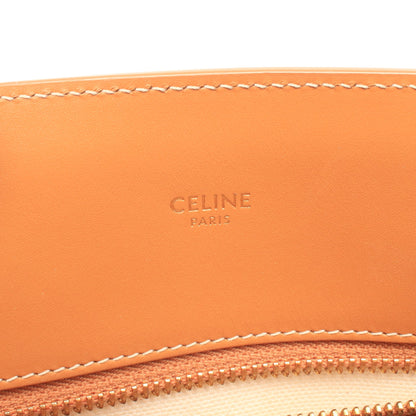 スモール バーティカル カバ 2WAY ハンドバッグ トートバッグ キャンバス レザー アイボリー ブラウン セリーヌ バッグ CELINE