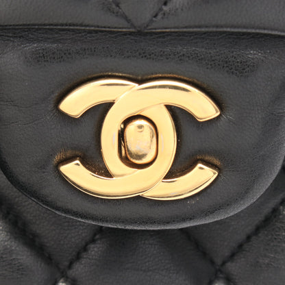 マトラッセ Wフラップ Wチェーンショルダーバッグ ラムスキン ブラック ゴールド金具 シャネル バッグ CHANEL