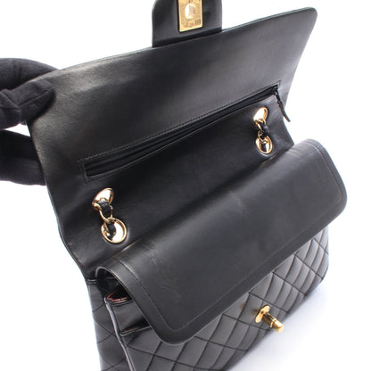 マトラッセ Wフラップ Wチェーンショルダーバッグ ラムスキン ブラック ゴールド金具 シャネル バッグ CHANEL