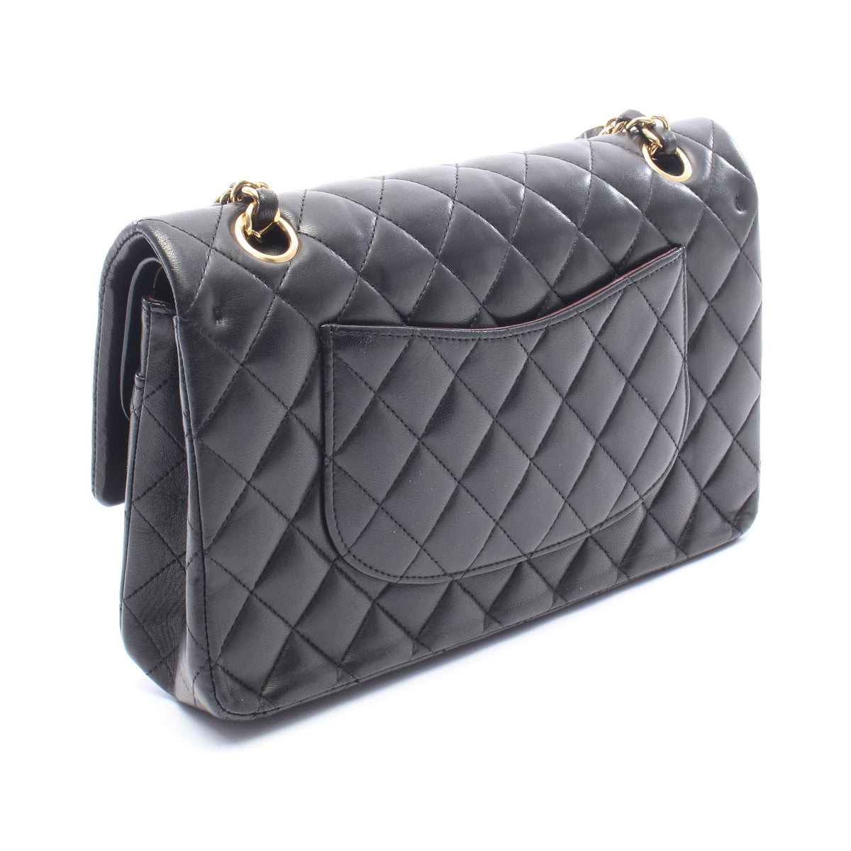 マトラッセ Wフラップ Wチェーンショルダーバッグ ラムスキン ブラック ゴールド金具 シャネル バッグ CHANEL