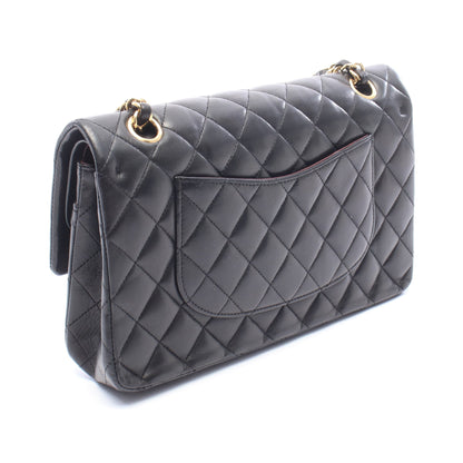 マトラッセ Wフラップ Wチェーンショルダーバッグ ラムスキン ブラック ゴールド金具 シャネル バッグ CHANEL