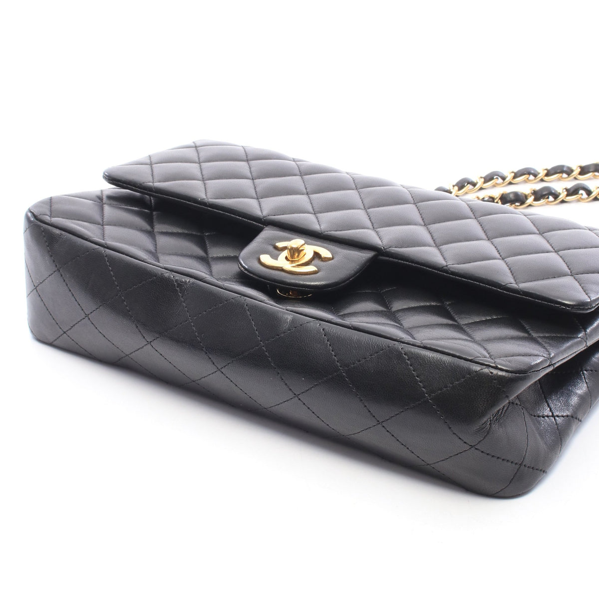 マトラッセ Wフラップ Wチェーンショルダーバッグ ラムスキン ブラック ゴールド金具 シャネル バッグ CHANEL