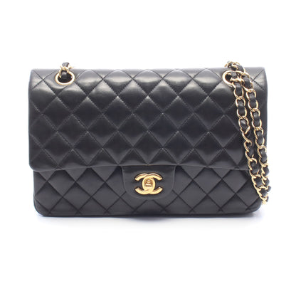 マトラッセ Wフラップ Wチェーンショルダーバッグ ラムスキン ブラック ゴールド金具 シャネル バッグ CHANEL