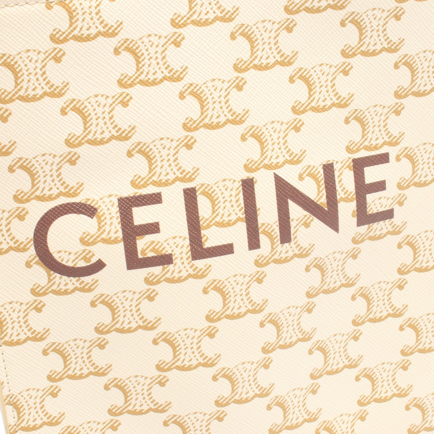 ミニ バーティカル カバ トリオンフ 2WAY ハンドバッグ PVC レザー アイボリー ブラウン セリーヌ バッグ CELINE