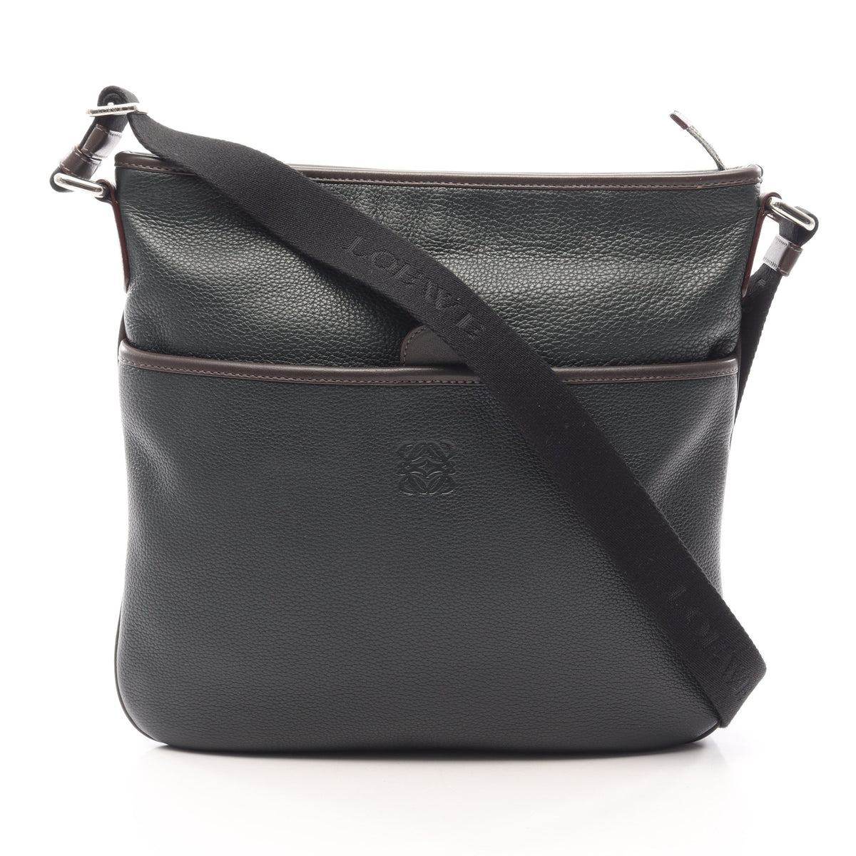 アナグラム ショルダーバッグ レザー ダークグリーン ブラウン ロエベ バッグ LOEWE