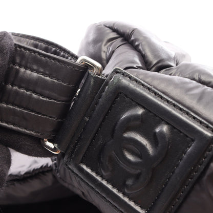 コココクーン スモール メッセンジャー ショルダーバッグ ナイロン レザー ブラック シルバー金具 シャネル