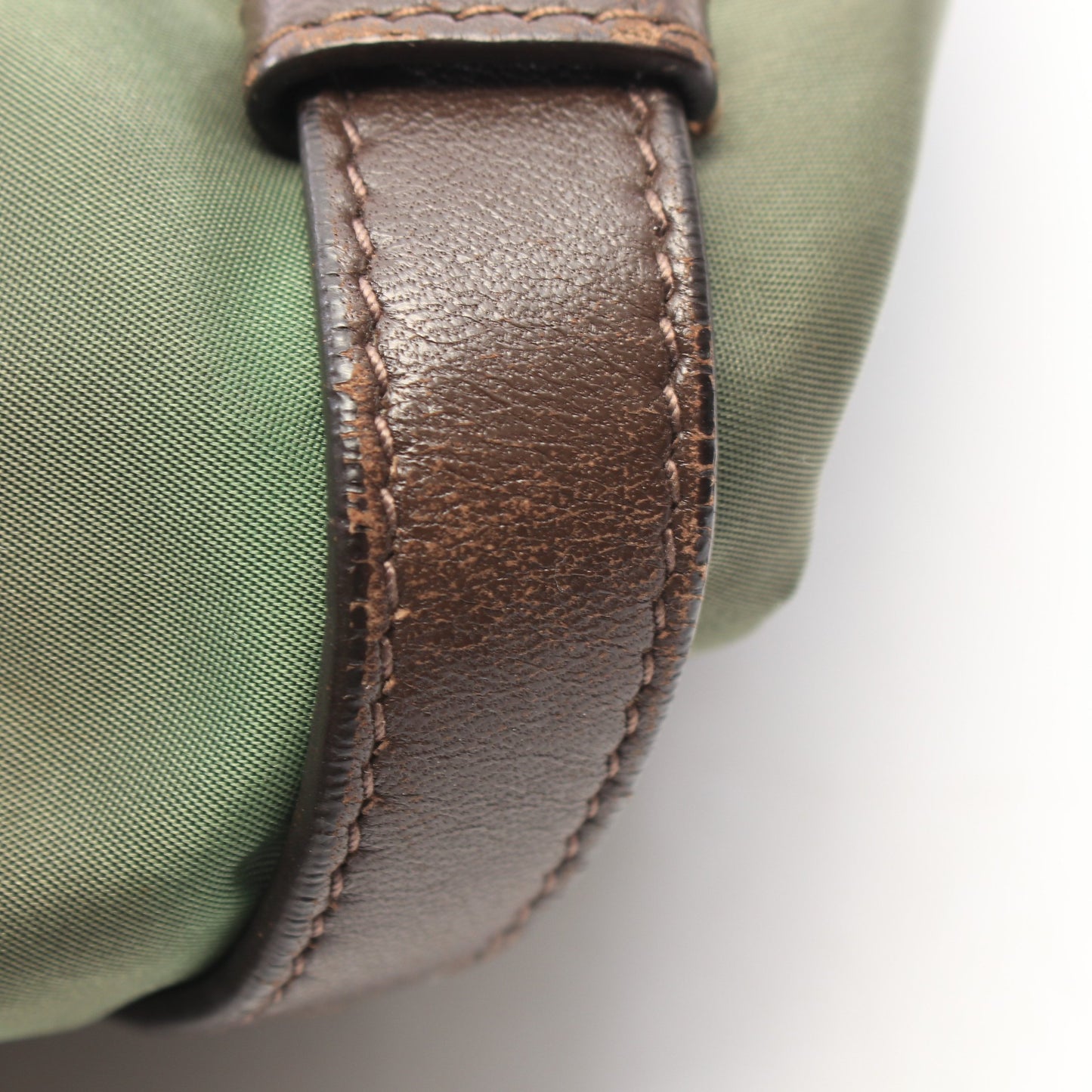 NYLON JACQUARD+ 2WAY ハンドバッグ ナイロン レザー カーキグリーン ダークブラウン プラダ