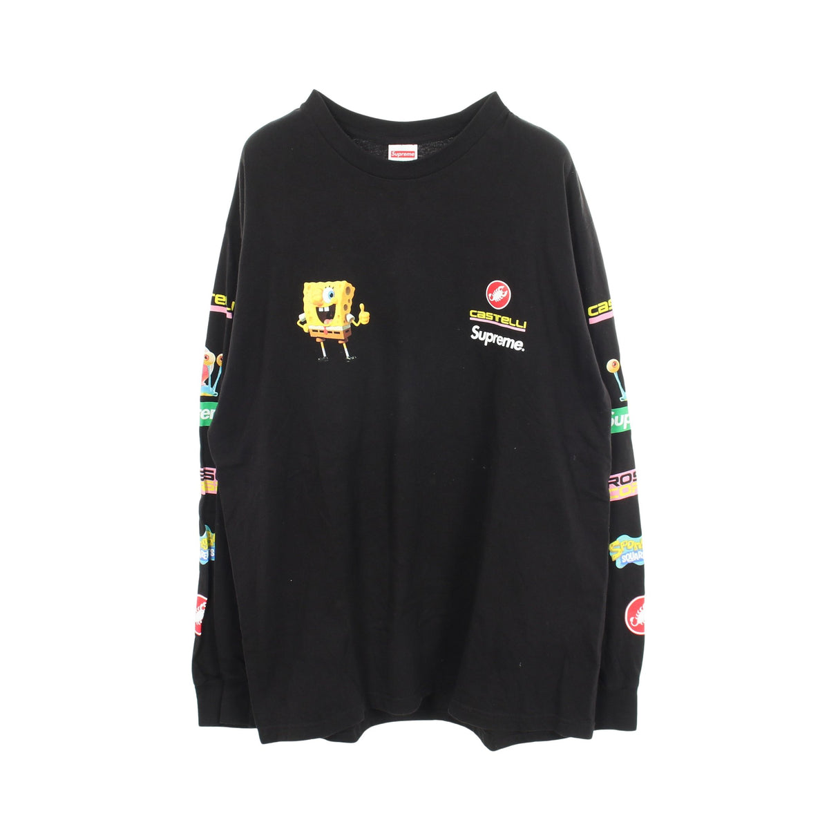 Supreme xSpongeBob 長袖Tシャツ コットン ブラック シュプリーム トップス Supreme