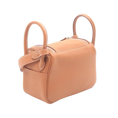 リンディ ミニ ゴールド ショルダーバッグ トリヨンクレマンス ブラウン シルバー金具 W刻印 エルメス バッグ HERMES