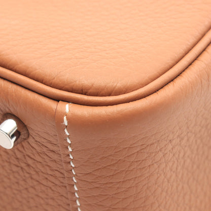 リンディ ミニ ゴールド ショルダーバッグ トリヨンクレマンス ブラウン シルバー金具 W刻印 エルメス バッグ HERMES