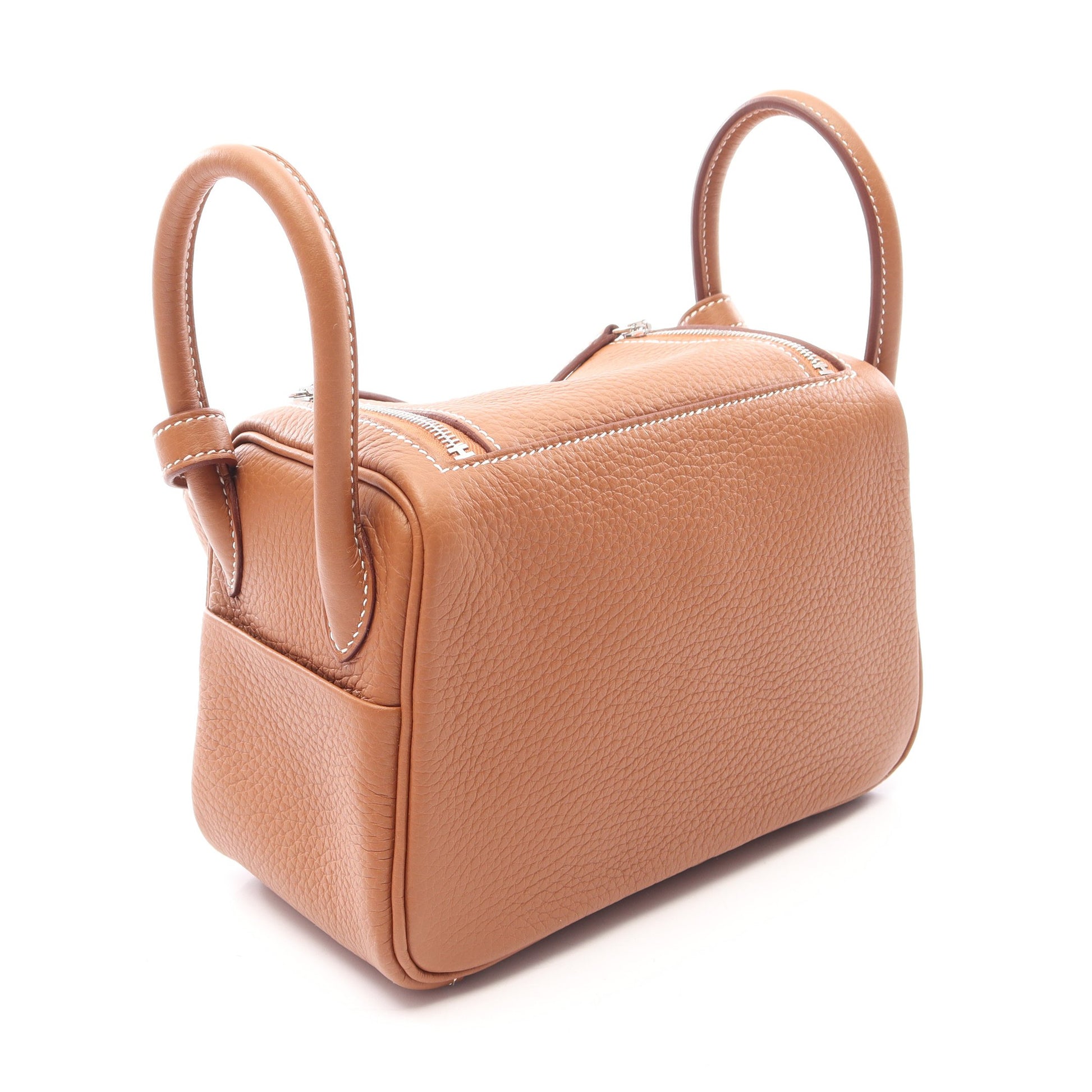 リンディ ミニ ゴールド ショルダーバッグ トリヨンクレマンス ブラウン シルバー金具 G刻印 エルメス バッグ HERMES