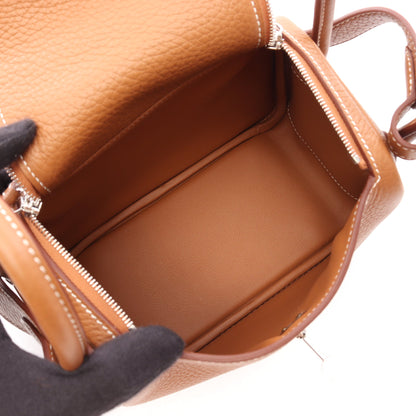 リンディ ミニ ゴールド ショルダーバッグ トリヨンクレマンス ブラウン シルバー金具 G刻印 エルメス バッグ HERMES