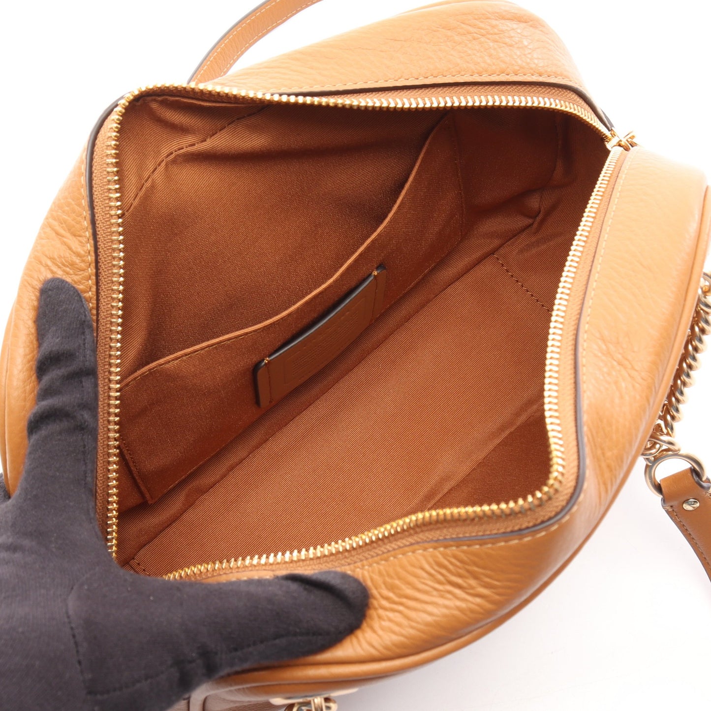 キャミー チェーンショルダーバッグ レザー ブラウン コーチ バッグ COACH