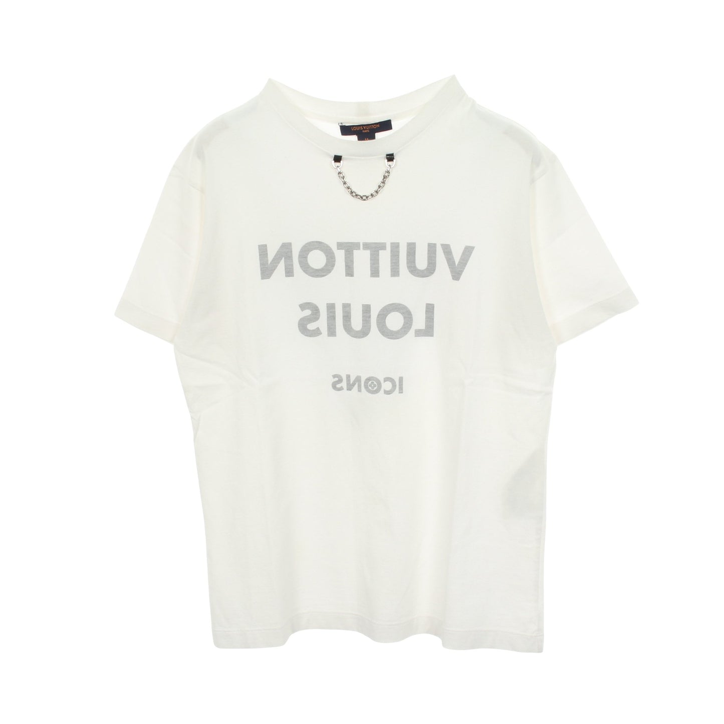 ネックチェーン ミラーロゴ 半袖Tシャツ コットン ホワイト ルイヴィトン