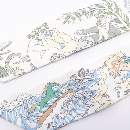ツイリー ACADEMIA HIPPICA リボン スカーフ シルク ホワイト マルチカラー エルメス 財布・小物 HERMES