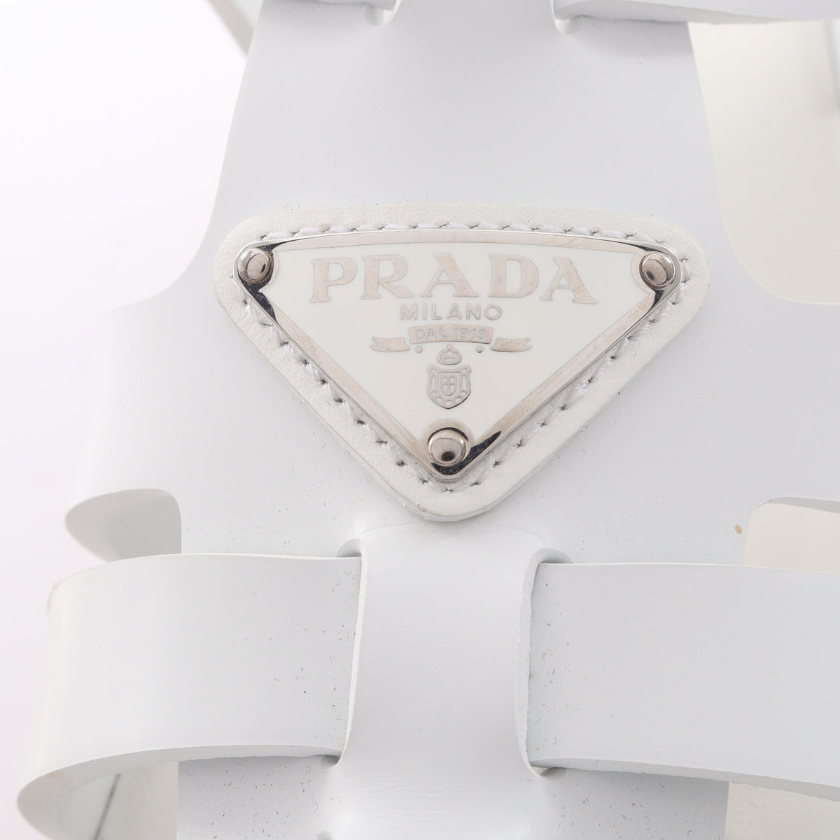 トライアングルロゴ プラットフォーム サンダル ラバー コルク ホワイト プラダ シューズ PRADA