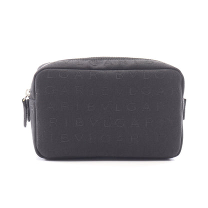 ロゴマニア ポーチ キャンバス レザー ブラック ブルガリ 財布・小物 BVLGARI