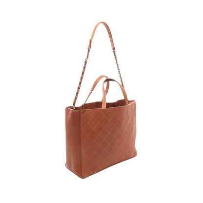 マトラッセ 2WAY ショルダーバッグ キャビアスキン ブラウン シルバー金具 シャネル バッグ CHANEL
