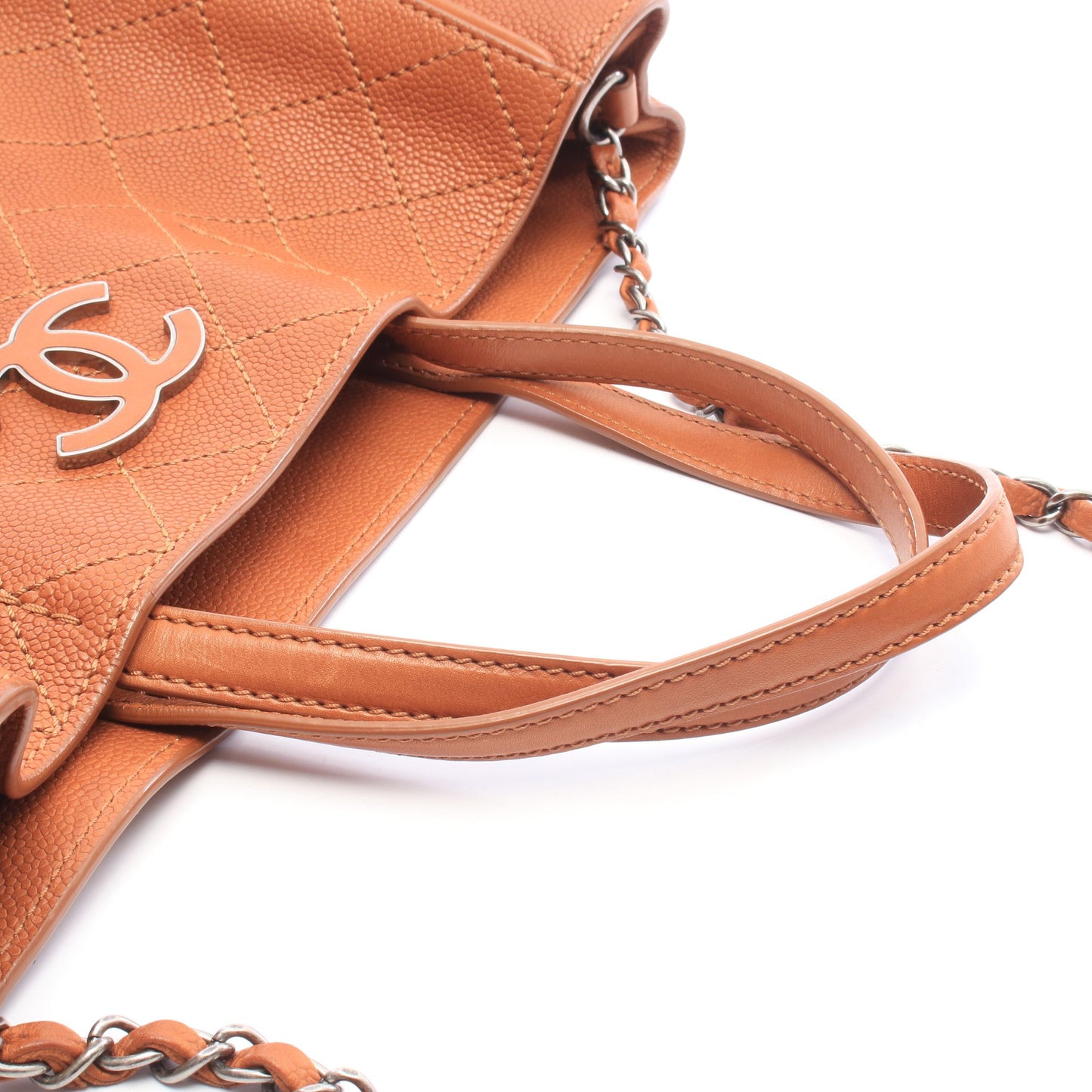 マトラッセ 2WAY ショルダーバッグ キャビアスキン ブラウン シルバー金具 シャネル バッグ CHANEL