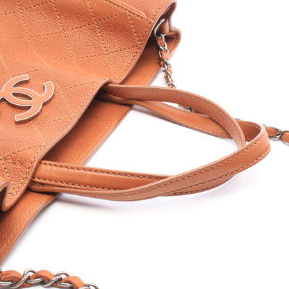 マトラッセ 2WAY ショルダーバッグ キャビアスキン ブラウン シルバー金具 シャネル バッグ CHANEL