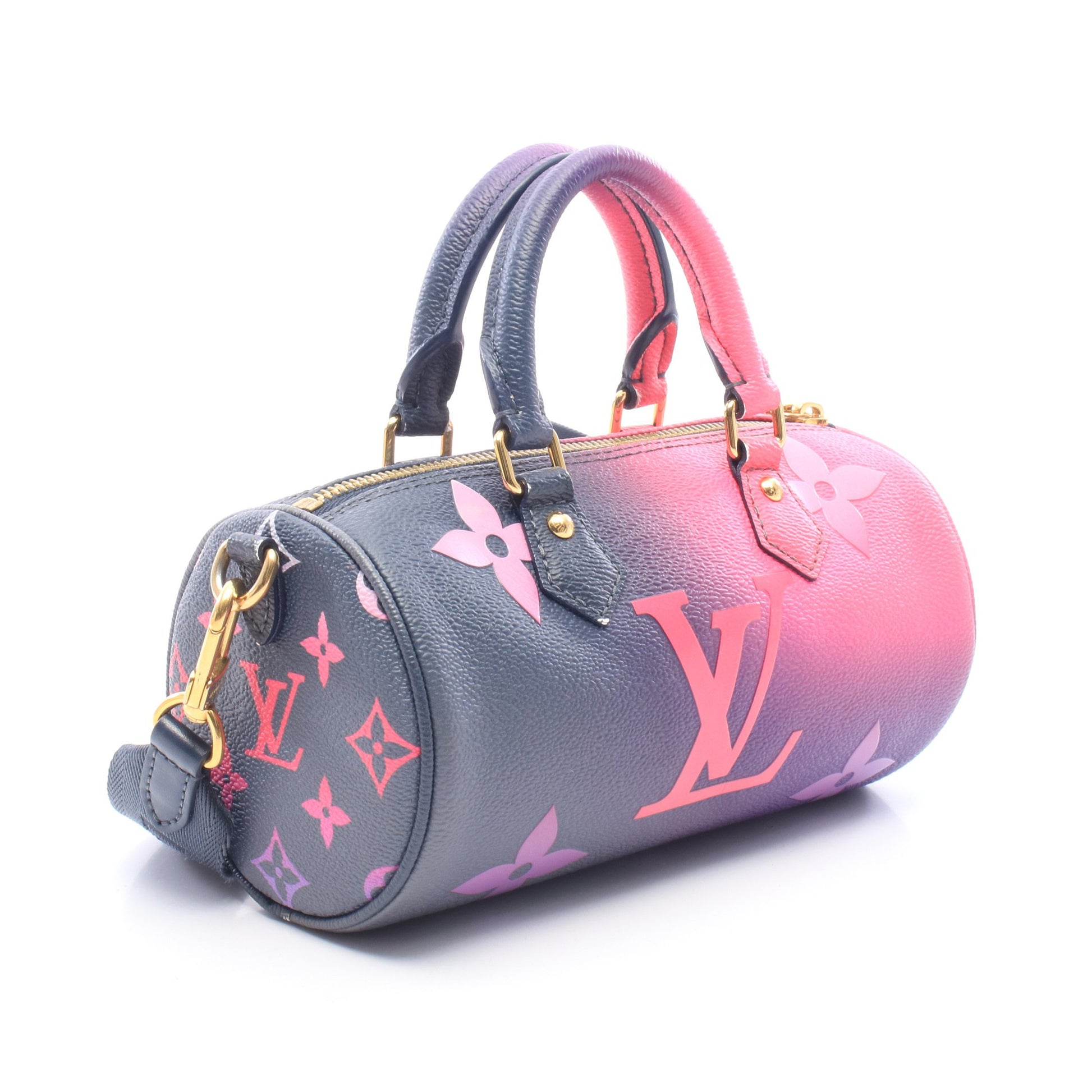 パピヨンBB モノグラムジャイアント ミッドナイトフューシャ 2WAY ハンドバッグ レザー ネイビー ピンク パープル ルイヴィトン バッグ LOUIS VUITTON