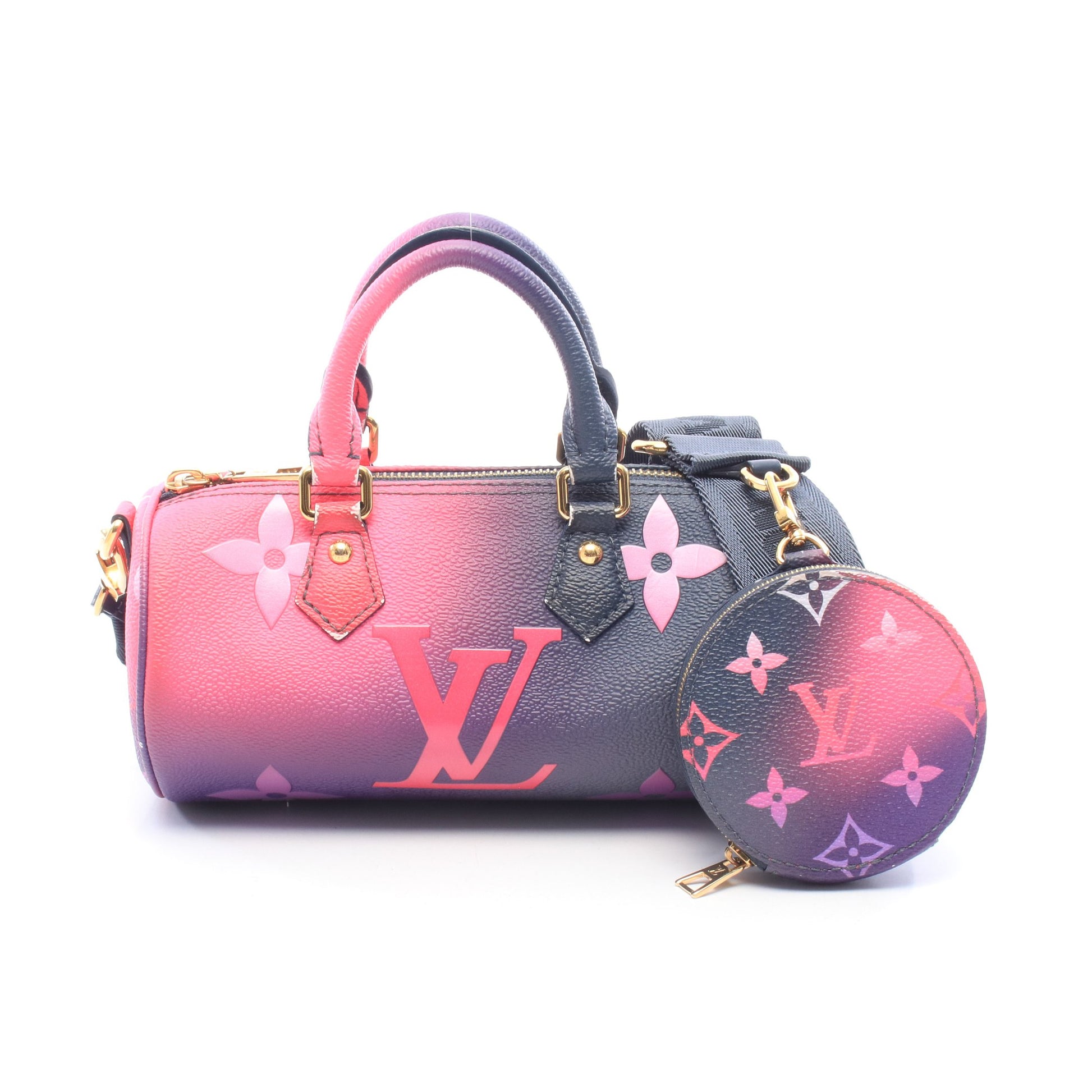 パピヨンBB モノグラムジャイアント ミッドナイトフューシャ 2WAY ハンドバッグ レザー ネイビー ピンク パープル ルイヴィトン バッグ LOUIS VUITTON