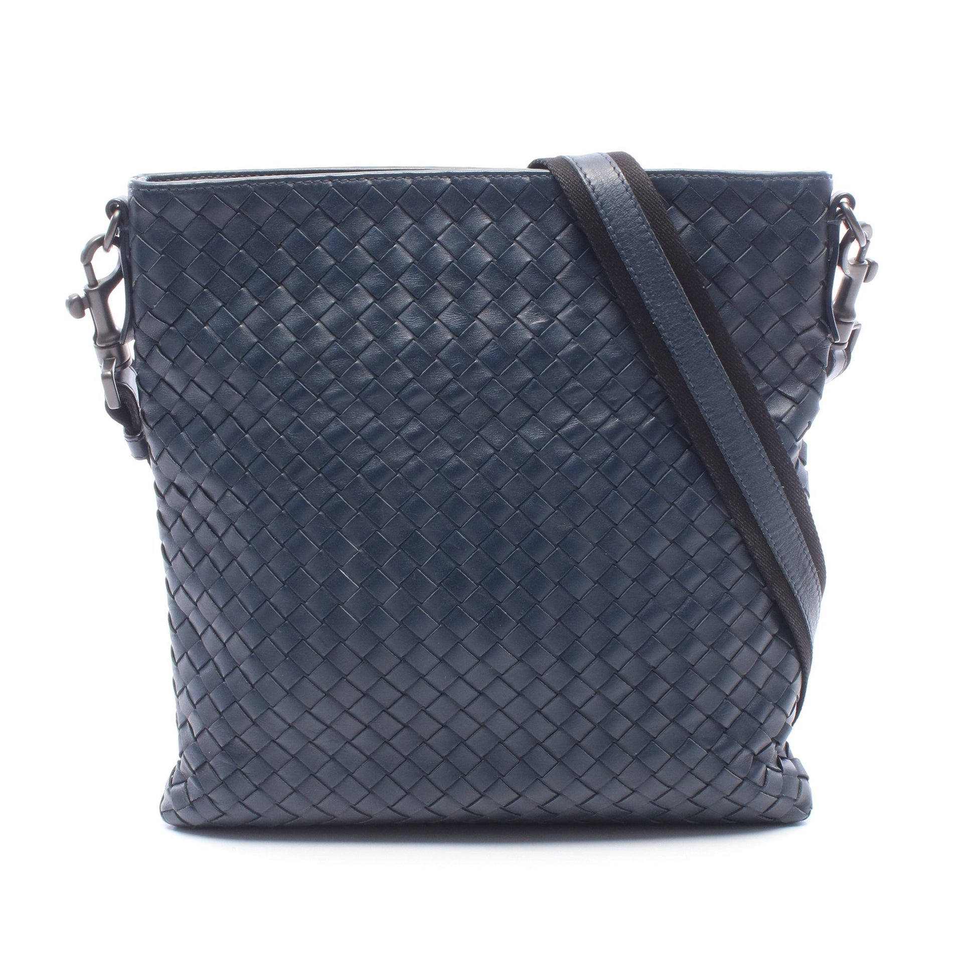 イントレチャート ショルダーバッグ レザー ネイビー ボッテガヴェネタ バッグ BOTTEGA VENETA