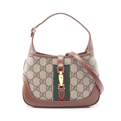 ジャッキー 1961 GGスプリーム 2WAY ハンドバッグ PVC レザー ベージュ ブラウン マルチカラー グッチ バッグ GUCCI
