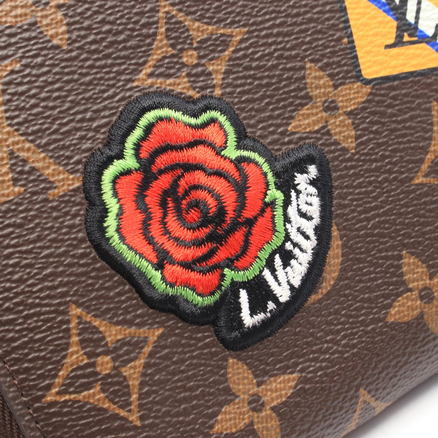 ジッピーウォレット モノグラムパッチーズ LVストリー フューシャ ラウンドファスナー長財布 PVC ブラウン マルチカラー ルイヴィトン