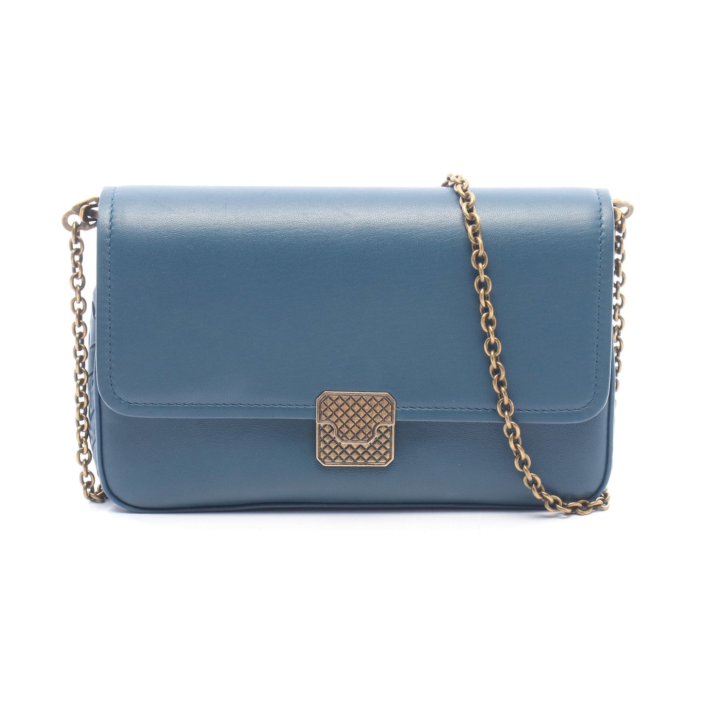 イントレチャート チェーンショルダーバッグ ラムスキン ブルーグリーン ボッテガヴェネタ バッグ BOTTEGA VENETA
