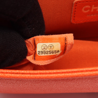 ボーイシャネル スモール チェーンショルダーバッグ キャビアスキン オレンジ シルバー金具 シャネル バッグ CHANEL